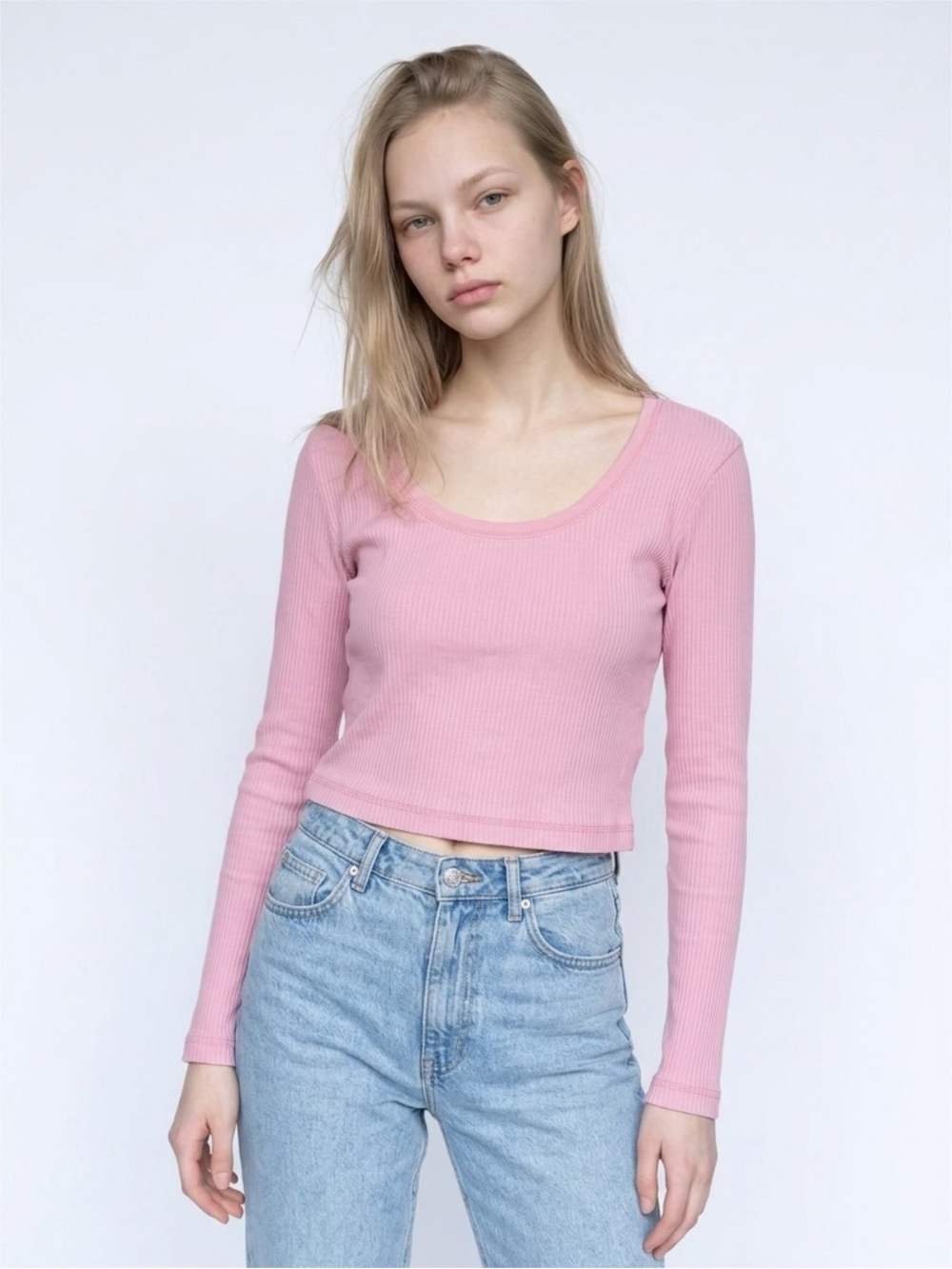 Harley-Davidson Pink Long Sleeve Cropped Top